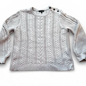 Banana Republic Cable Knit Crewneck Sweater Size XL Gray Button Accent NWOT